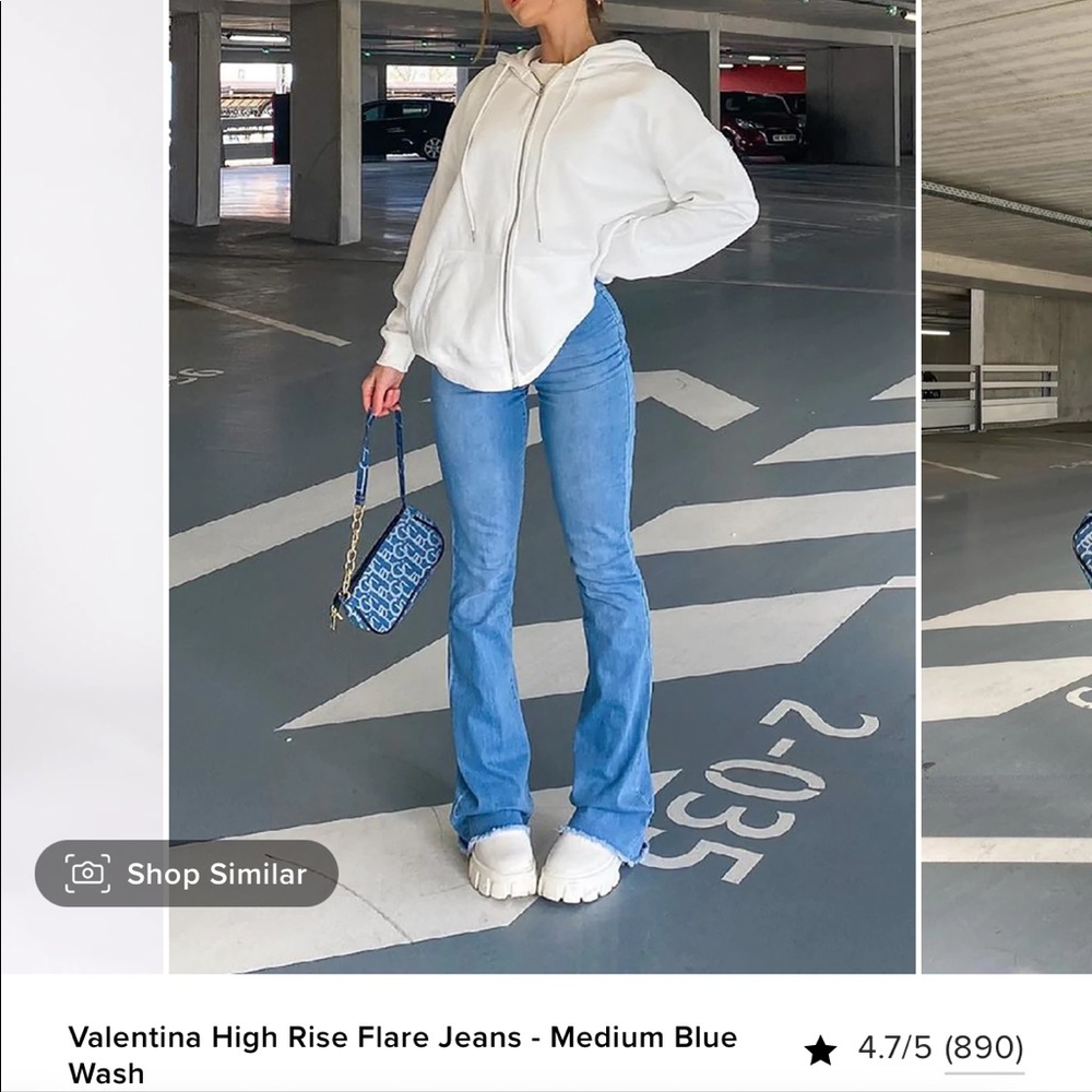 Brand New Fashion Nova Valentina High Rise Flare Jeans size 3 - medium blue wash
